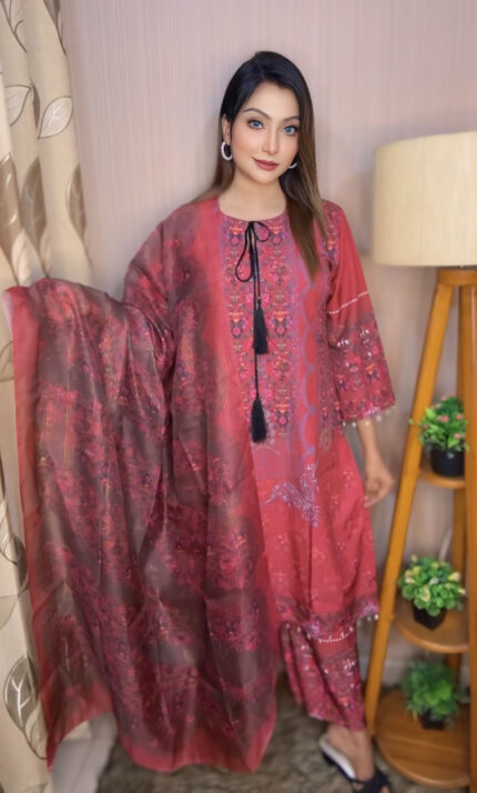 রেডিমেট দুবাই সিল্ক থ্রি পিস