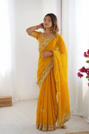 ইন্ডিয়ান জেমিচু ফ্যাব্রিক শাড়ি - Image 6