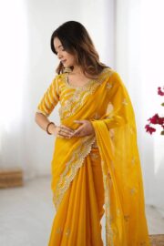 ইন্ডিয়ান জেমিচু ফ্যাব্রিক শাড়ি - Image 3