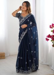 ইন্ডিয়ান জেমিচু ফ্যাব্রিক শাড়ি - Image 6